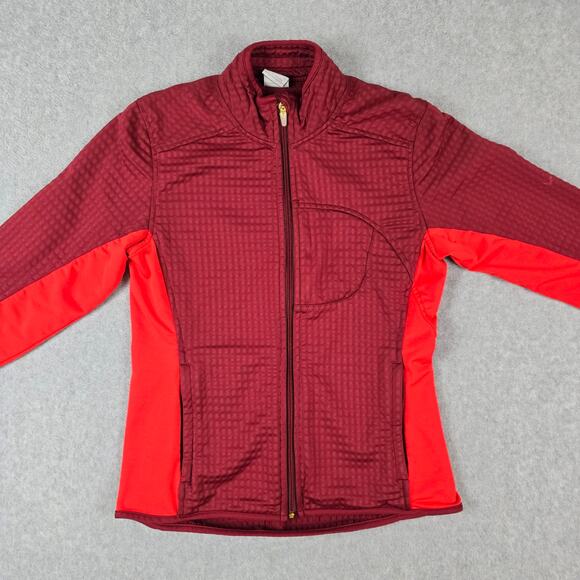 Nike Jacket Womens Size Small Sphere Thermal Burgandy Orange Full Zip - Picture 5 of 16